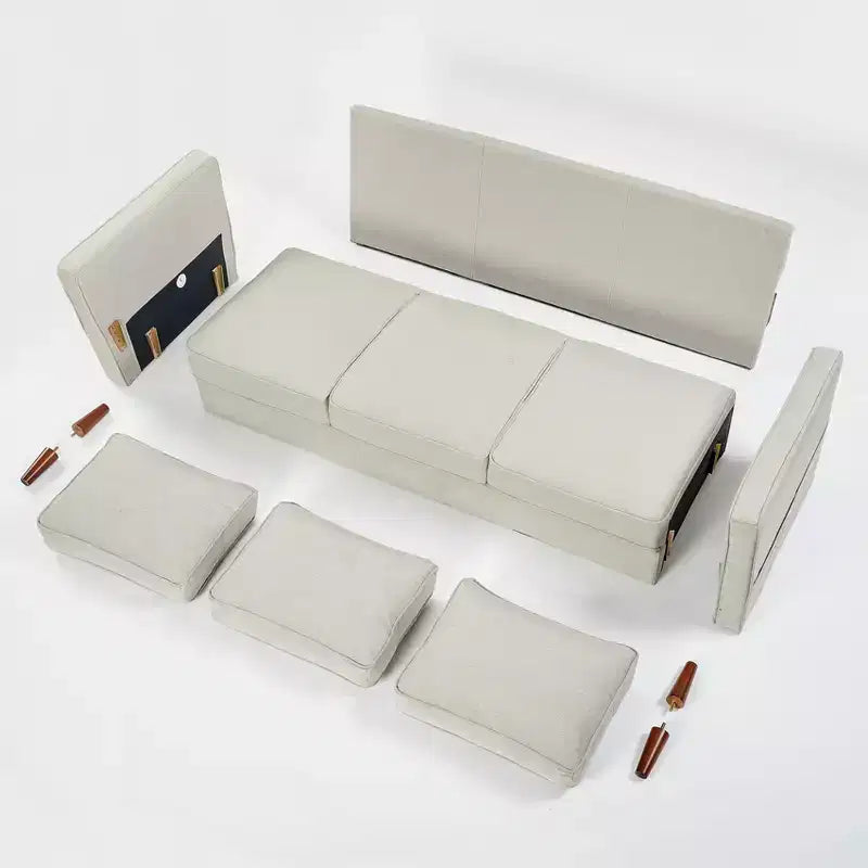 Hana Modern Linen Fabric Sofa/Couch with Armrest Pockets - Mellow