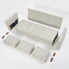Hana Modern Linen Fabric Sofa/Couch with Armrest Pockets - Mellow