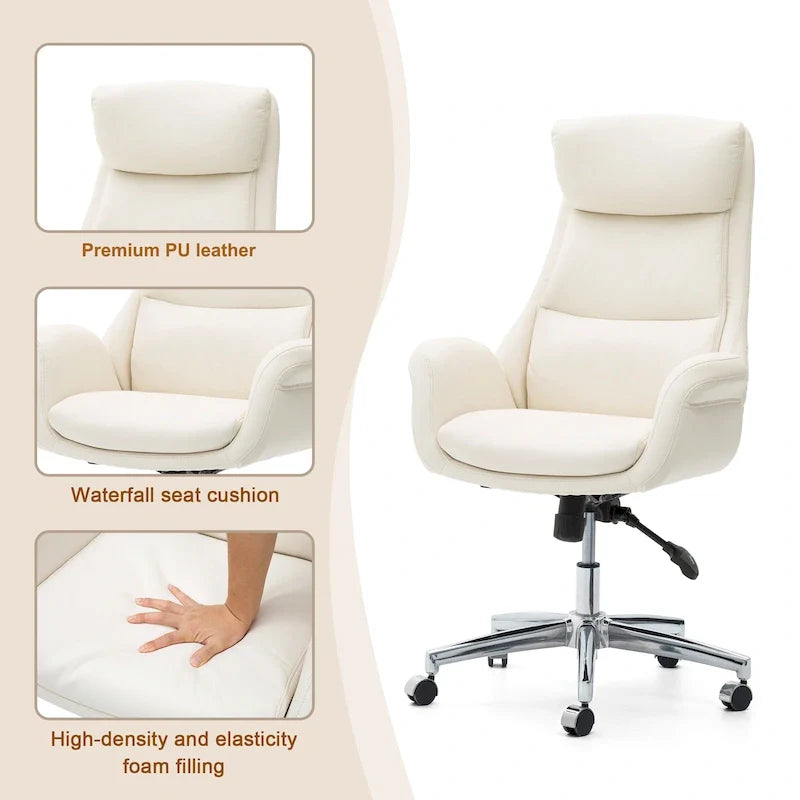 Faux Leather Office Chair - Swivel - Multiple Colors