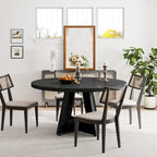 47 Inch Round Dining Table for 4, Wood Farmhouse Dinner Dinning Table for Kitchen Dining Living Room