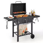 Costway Outdoor Charcoal Grill 391 sq.in. Cooking Area 2 Foldable Side Table BBQ Camping