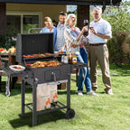 Costway Outdoor Charcoal Grill 391 sq.in. Cooking Area 2 Foldable Side Table BBQ Camping
