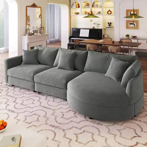 105.5 Upholstered Combination Sofas with Three Pillows and Curved Seat-ModernLuxe