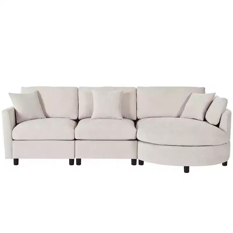 105.5 Upholstered Combination Sofas with Three Pillows and Curved Seat-ModernLuxe
