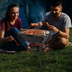 Costway 3-in-1 Portable Charcoal Grill Folding Camping Fire Pit with Carrying Bag & Gloves Black/Coffee