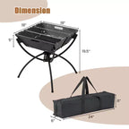Costway 3-in-1 Portable Charcoal Grill Folding Camping Fire Pit with Carrying Bag & Gloves Black/Coffee