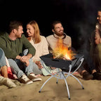 Costway 3-in-1 Portable Charcoal Grill Folding Camping Fire Pit with Carrying Bag & Gloves Black/Coffee