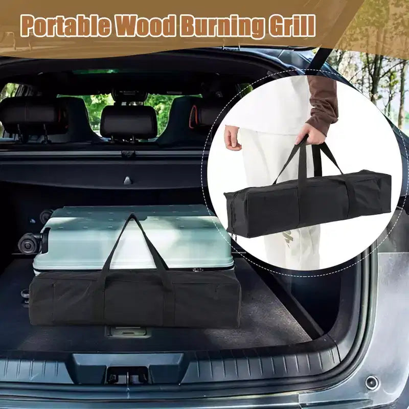 Costway 3-in-1 Portable Charcoal Grill Folding Camping Fire Pit with Carrying Bag & Gloves Black/Coffee