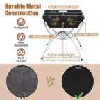 Costway 3-in-1 Portable Charcoal Grill Folding Camping Fire Pit with Carrying Bag & Gloves Black/Coffee