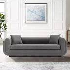 Canapé rembourré en velours contemporain Edmonda avec oreillers - Manhattan Comfort