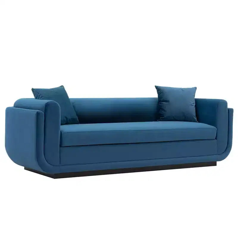 Canapé rembourré en velours contemporain Edmonda avec oreillers - Manhattan Comfort