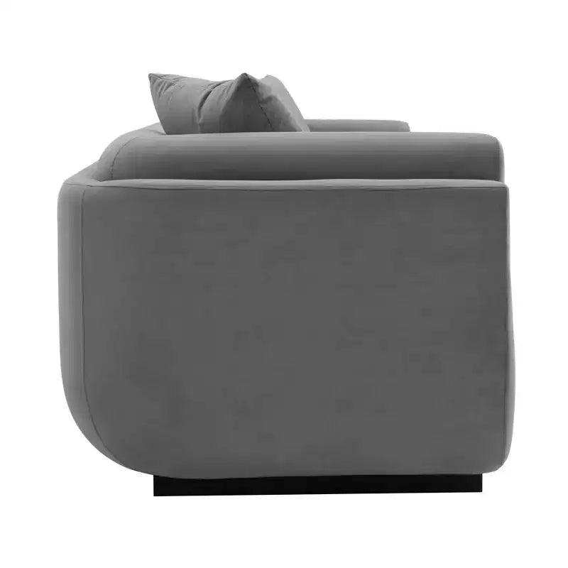 Canapé rembourré en velours contemporain Edmonda avec oreillers - Manhattan Comfort