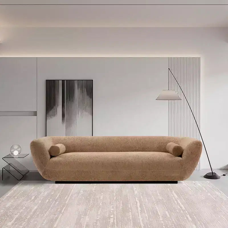 96.46 Ulka Contemporary Boucle Upholstered Sofa with Pillows - Manhattan Comfort
