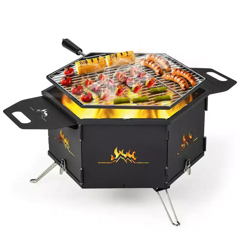 Costway Portable Charcoal Grill Stove with 360 Rotatable Grill Foldable Body & Legs Black