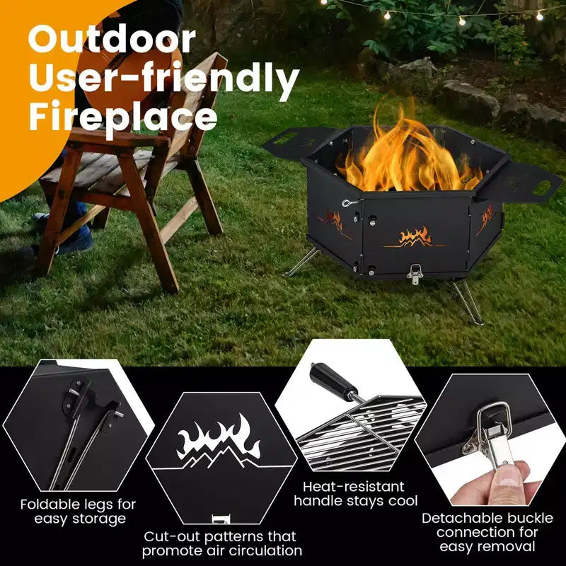 Costway Portable Charcoal Grill Stove with 360 Rotatable Grill Foldable Body & Legs Black