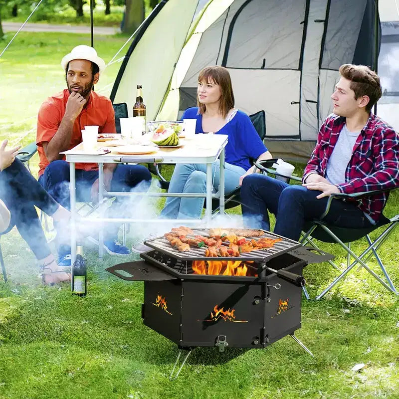 Costway Portable Charcoal Grill Stove with 360 Rotatable Grill Foldable Body & Legs Black