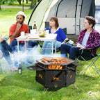 Costway Portable Charcoal Grill Stove with 360 Rotatable Grill Foldable Body & Legs Black