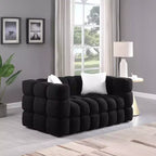 Boucle Fabric Sofa with Two Pillows, 3-Seater/2-Seater Marshmallow Sofa - ModernLuxe