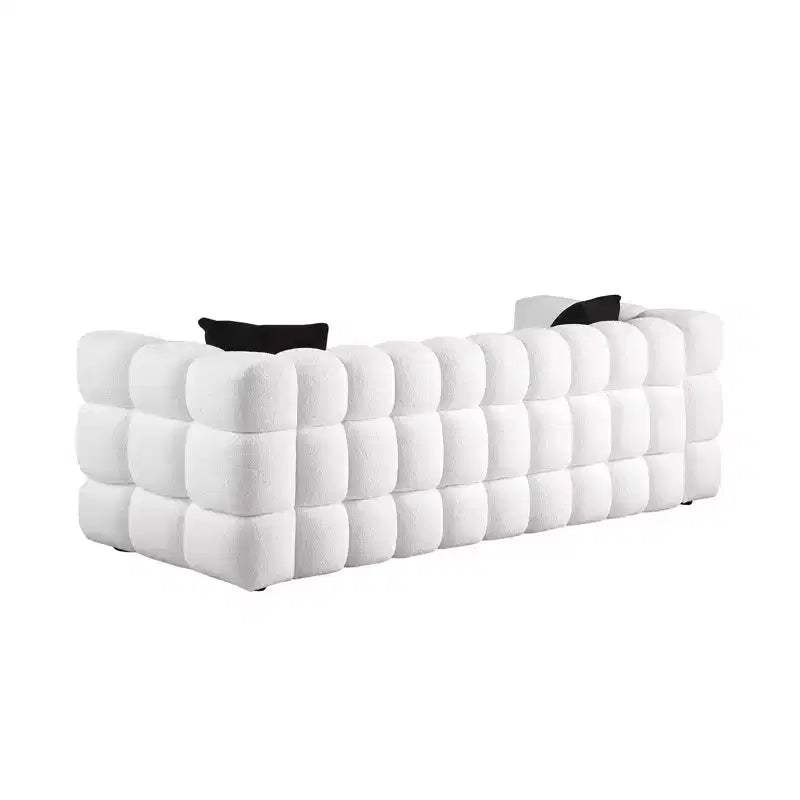 Boucle Fabric Sofa with Two Pillows, 3-Seater/2-Seater Marshmallow Sofa - ModernLuxe