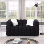 Boucle Fabric Sofa with Two Pillows, 3-Seater/2-Seater Marshmallow Sofa - ModernLuxe