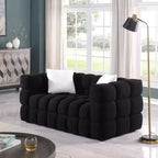 Boucle Fabric Sofa with Two Pillows, 3-Seater/2-Seater Marshmallow Sofa - ModernLuxe