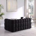 Boucle Fabric Sofa with Two Pillows, 3-Seater/2-Seater Marshmallow Sofa - ModernLuxe