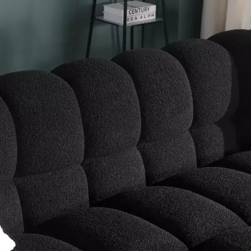 Boucle Fabric Sofa with Two Pillows, 3-Seater/2-Seater Marshmallow Sofa - ModernLuxe
