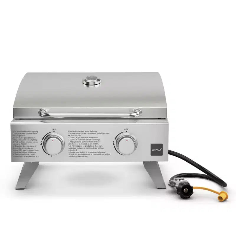 Barbecue à gaz portable Costway 20 000 BTU avec couvercle et poignée, thermomètre supérieur, tige de flamme supplémentaire