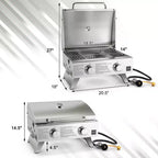 Barbecue à gaz portable Costway 20 000 BTU avec couvercle et poignée, thermomètre supérieur, tige de flamme supplémentaire