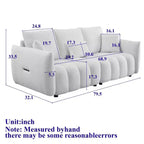 3-seater Upholstered Sofa Couch, Teddy Fabric Sofa with 3 Back Pillows 4M -ModernLuxe
