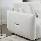 3-seater Upholstered Sofa Couch, Teddy Fabric Sofa with 3 Back Pillows 4M -ModernLuxe