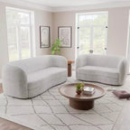 HOMES: Inside + Out 85" Pinehush Boho Curved Boucle Fabric Sofa with Pocket Coil Cushions