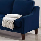 Single/Loveseat/3-Piece Seat Upholstered Sofa Chair/Couch with Scooped Armrest and Wooden Legs, Navy/Black/Taupe, 4W-ModernLuxe
