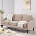 Single/Loveseat/3-Piece Seat Upholstered Sofa Chair/Couch with Scooped Armrest and Wooden Legs, Navy/Black/Taupe, 4W-ModernLuxe