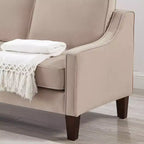 Single/Loveseat/3-Piece Seat Upholstered Sofa Chair/Couch with Scooped Armrest and Wooden Legs, Navy/Black/Taupe, 4W-ModernLuxe