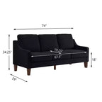 Single/Loveseat/3-Piece Seat Upholstered Sofa Chair/Couch with Scooped Armrest and Wooden Legs, Navy/Black/Taupe, 4W-ModernLuxe