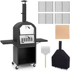 Costway Outdoor Pizza Oven Wood Fired Pizza Oven with Protective Cover 12 Pizza Stone
