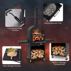 Costway Outdoor Pizza Oven Wood Fired Pizza Oven with Protective Cover 12 Pizza Stone