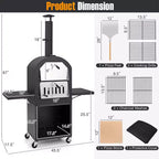 Costway Outdoor Pizza Oven Wood Fired Pizza Oven with Protective Cover 12 Pizza Stone