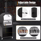 Costway Outdoor Pizza Oven Wood Fired Pizza Oven with Protective Cover 12 Pizza Stone
