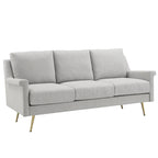 Canapé Cade en tissu gris avec pieds en métal doré par iNSPIRE Q Modern