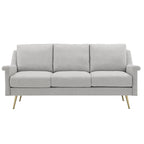 Canapé Cade en tissu gris avec pieds en métal doré par iNSPIRE Q Modern