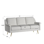Canapé Cade en tissu gris avec pieds en métal doré par iNSPIRE Q Modern