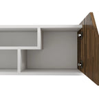 Meuble TV flottant à 4 étagères DH BASIC blanc cassé et bicolore de 155 cm par Denhour