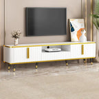 TV Stand with Golden Accents and Storage for 85 Inch TV
