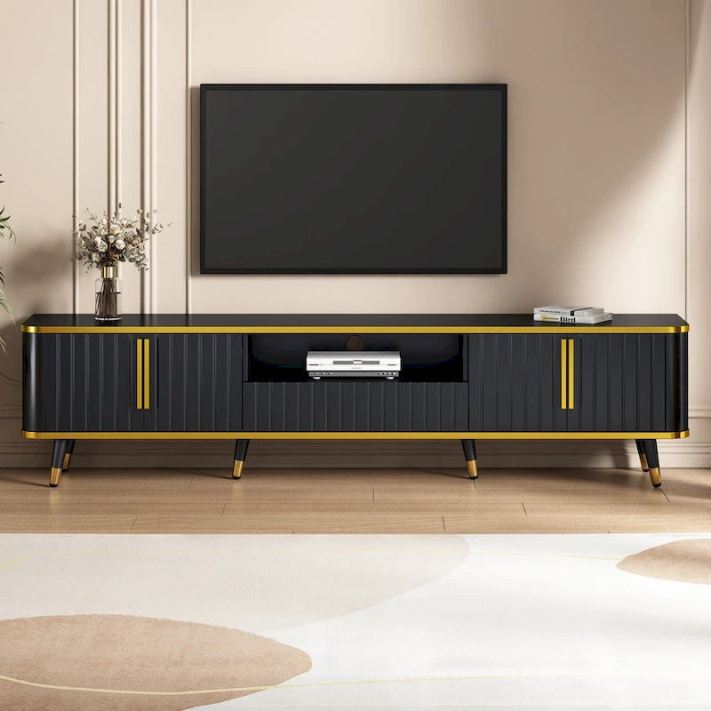 TV Stand with Golden Accents and Storage for 85 Inch TV