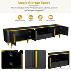 TV Stand with Golden Accents and Storage for 85 Inch TV