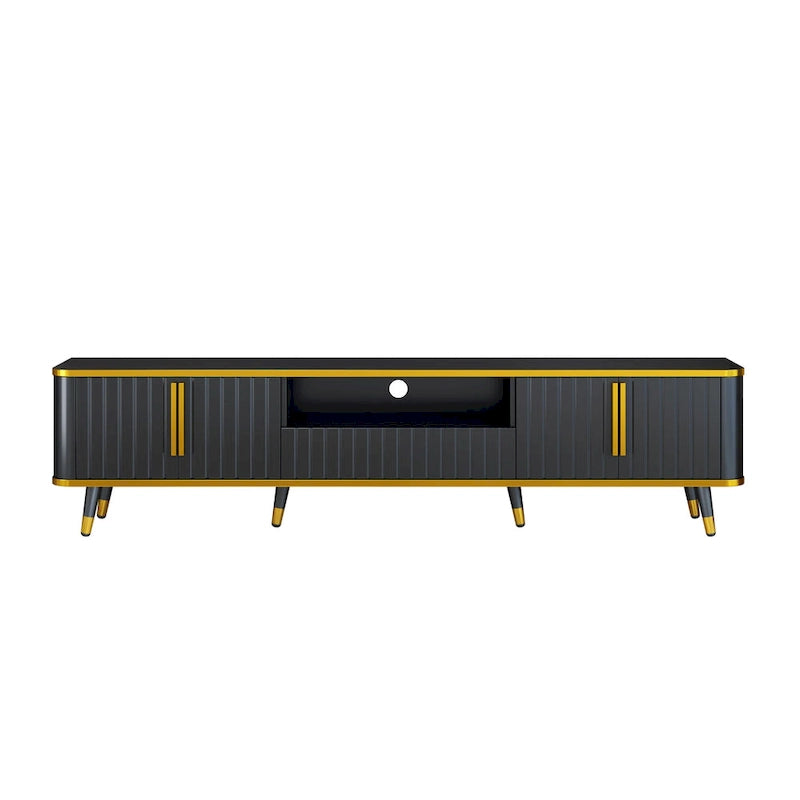 TV Stand with Golden Accents and Storage for 85 Inch TV
