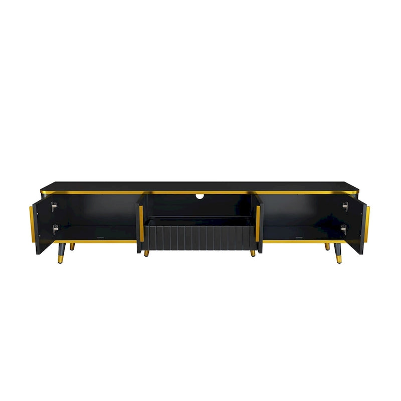 TV Stand with Golden Accents and Storage for 85 Inch TV