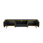 TV Stand with Golden Accents and Storage for 85 Inch TV
